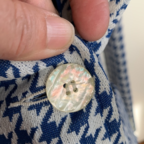 Vintage 1970's White STage Polyester Blazer - Blue & White Houndstooth - Picture 7 of 12